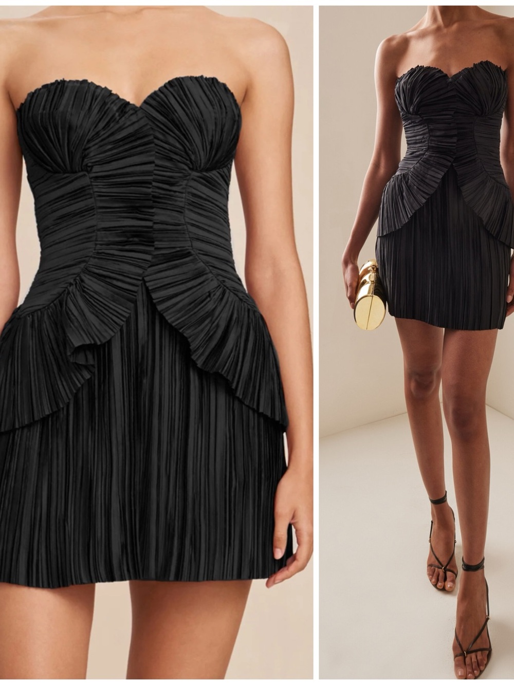 NWT Cult Gaia Charlique Mini Short Pleated Dress in Black Size Women’s 6